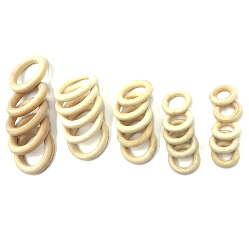 

Wooden Rings for Crafts,5 Different Sizes Solid Wood Rings for Macrame, DIY Wood Ornaments and Connectors Jewelry Making
