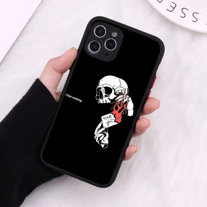 

horror cool Skull Skeleton Phone Case Matte Transparent for iPhone 7 8 11 12 s mini pro X XS XR MAX Plus cover funda