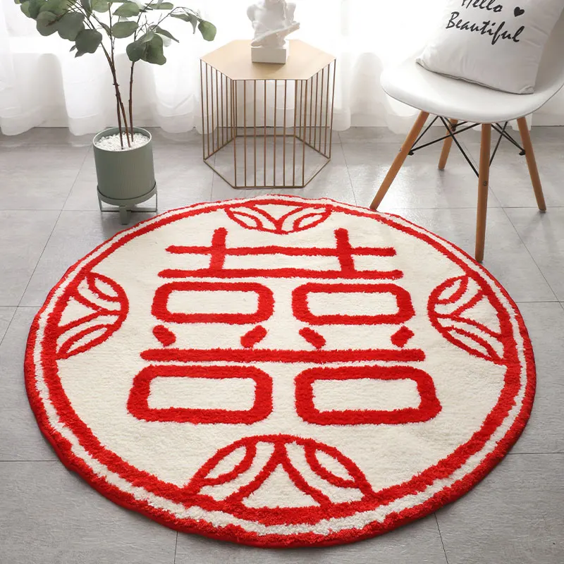 

Круглый Свадебный красный праздничный ковер прикроватный китайский новый подарок одеяло для спальни гостиной туалетный столик неодноразо...