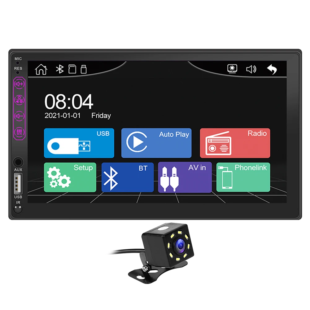 

Car Radio 7 inch Display AUX Bluetooth-compatible Head Unit Multimedia Player Car Stereo Audio Mirror Link Support Rear Camera