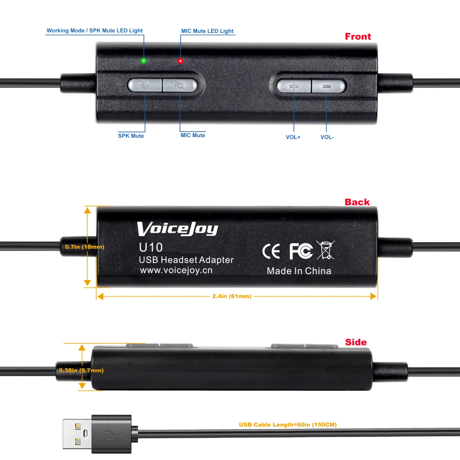 QD к USB адаптеру Heaset соединитель как гарнитура PLT с отключением звука и регулятором