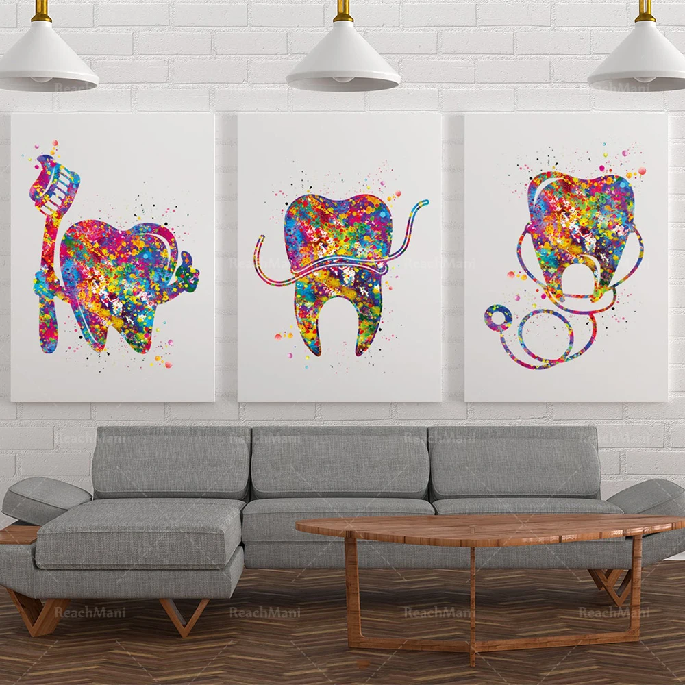 

Dental art set watercolor print pediatric dentist gift dental gift decoration dentist medicine art dental care dentist office de