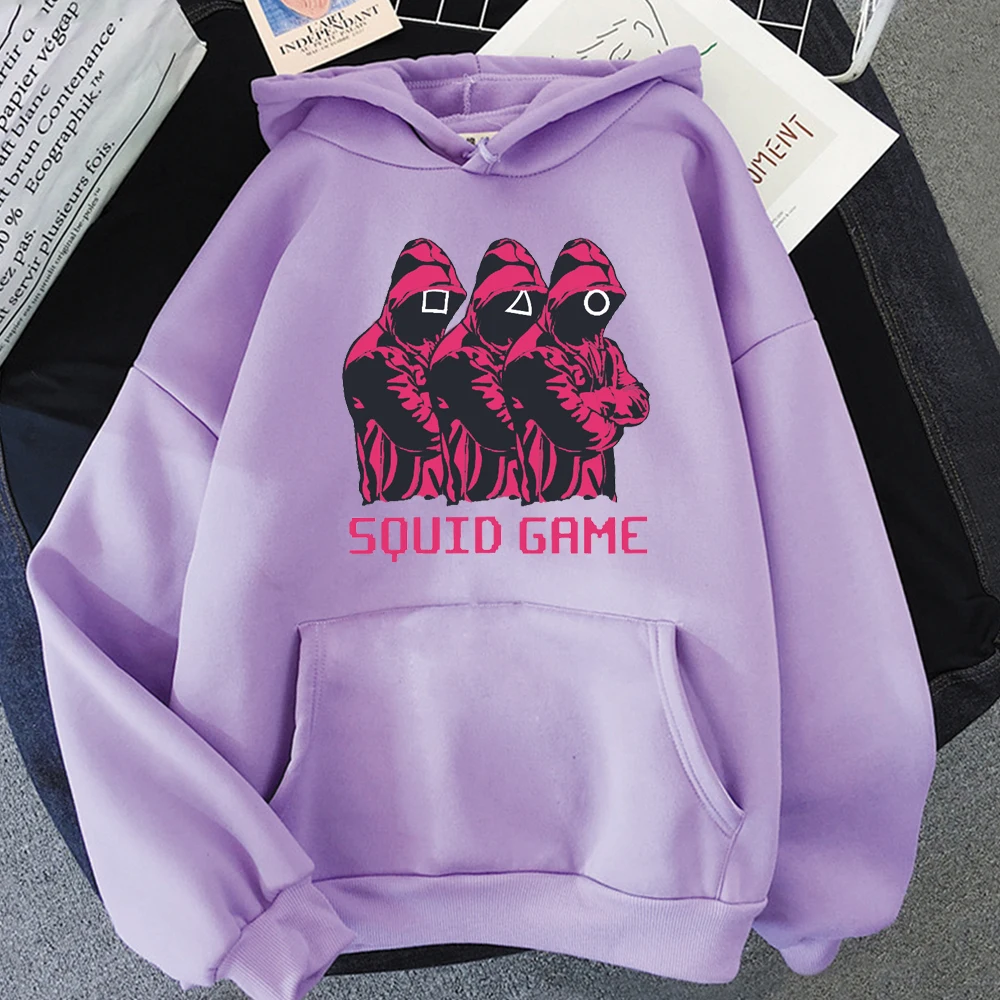 

Флисовая толстовка унисекс с принтом игры кальмар, уличная одежда, женские топы, свитшот с круглым вырезом и карманами для ТВ, Повседневная ...