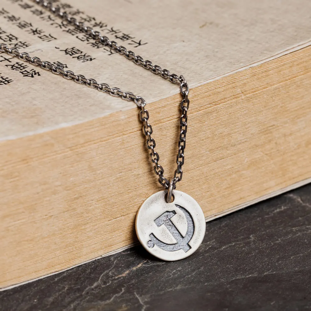 

New Simple Punk Retro Party Emblem 925 Sterling Silver Round Pendant Necklace For Women Man Hip Hop Chain Jewelry Drop Ship