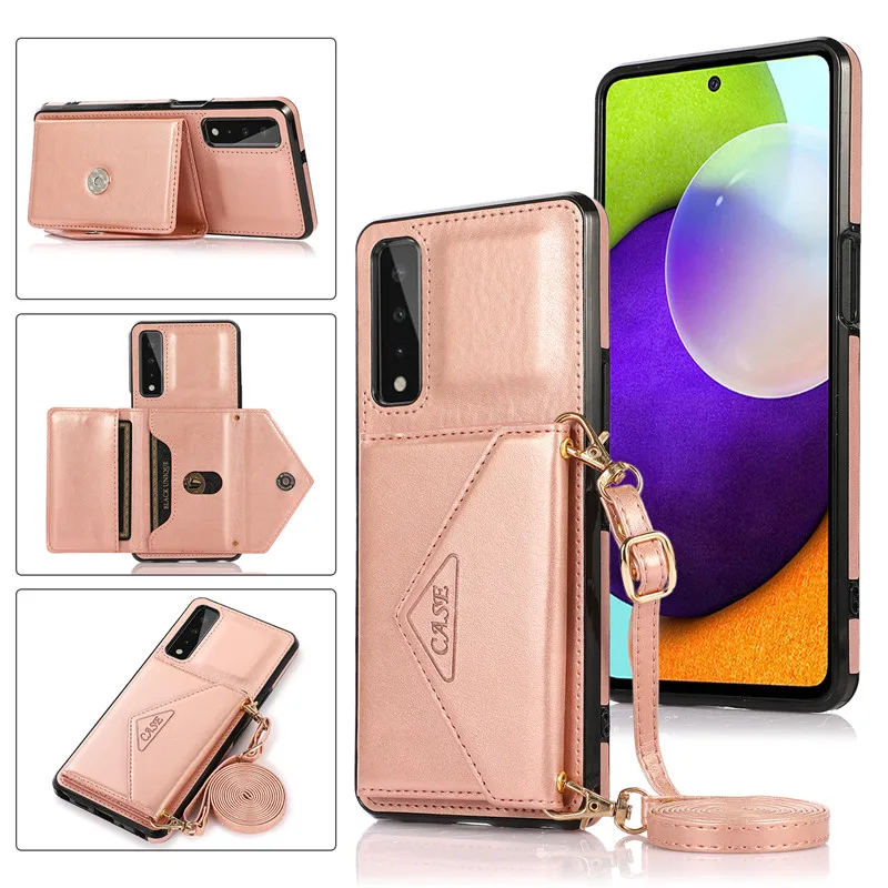 For LG Stylo 7 Case With Shoulder Strap Flip Wallet Leather 5G High Quality Book Stand Card Back Cover Funda | Мобильные телефоны и