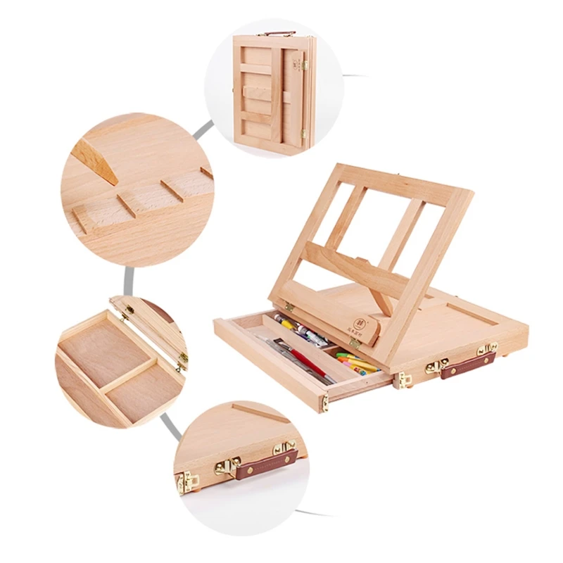 

Folding&Portable Artist Desk Easel Wood Multi Positions Sketching Sketch Drawer