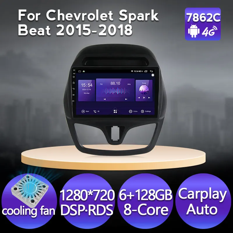 4G LTE Android 11 IPS автомобильное радио для Chevrolet Spark Beat 2015 2016 2017 2018 Мультимедиа Видео