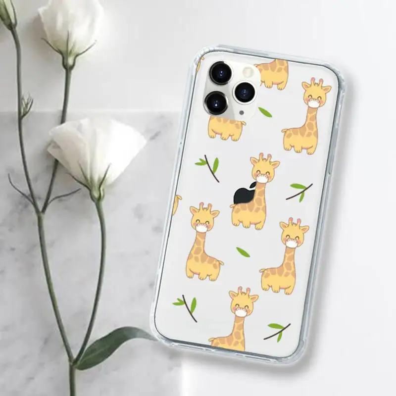 

Cute Cartoon Giraffe Phone Case Transparent for iPhone 11 12 mini pro XS MAX 8 7 6 6S Plus X 5S SE 2020 XR