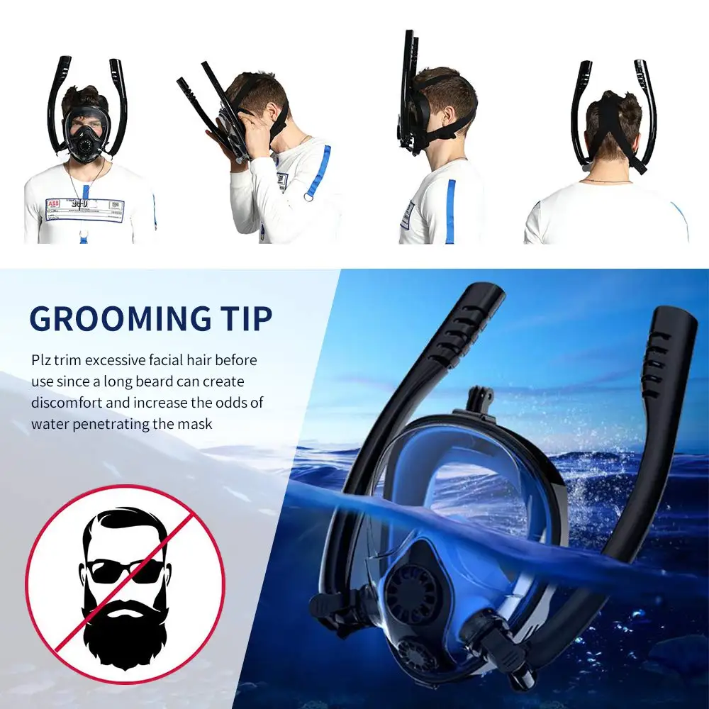 Diving Mask Scuba Mask Underwater Anti Fog Anti Leak Full Face Snorkeling Mask Women Men Kids Swimming Snorkel Diving Equipment