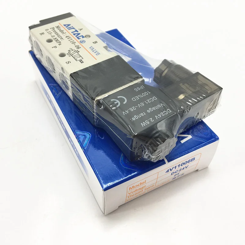 4V110-06 DC24V AC24V соленоидный воздушный клапан 5 портов 2 положения пневматические компоненты электромагнитный клапан 4V Серия