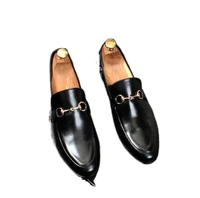 new mens designers dress shoes genuine leather metal peas wedding shoes classic fashion mens shoes big size loafers 38 45