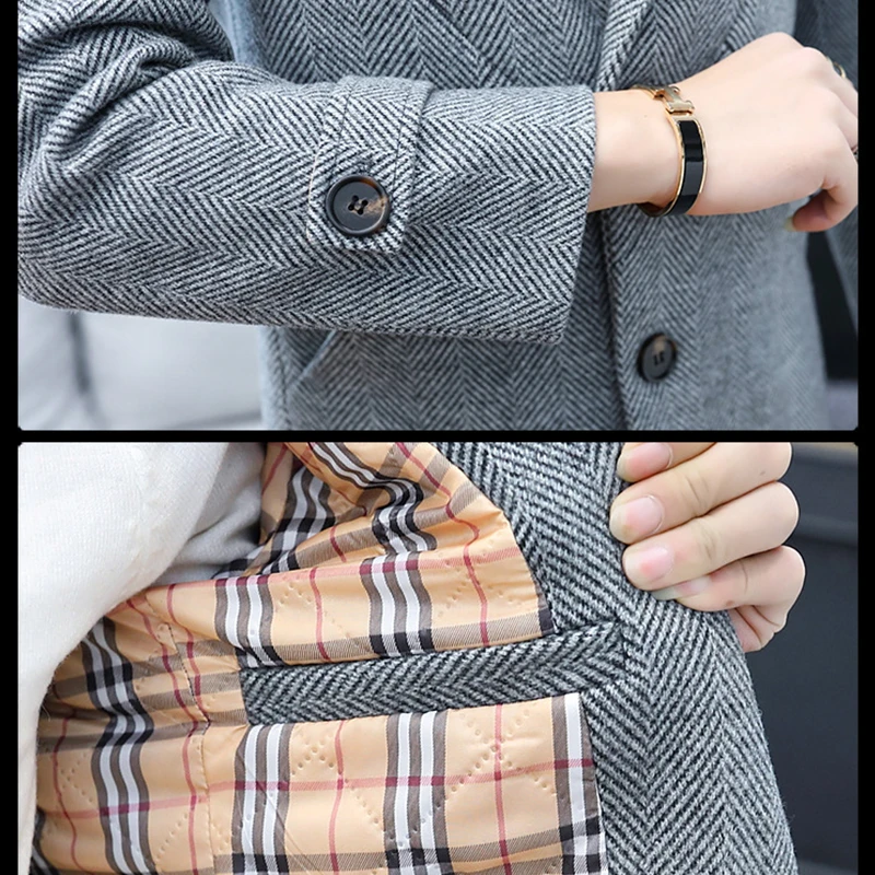 

Men Woolen Trench Coat Mid-Length Solid Slim Korean Joker Overcoat Wool Jacket Mens Clothing Streetwear Vintage Fashion Abrigo