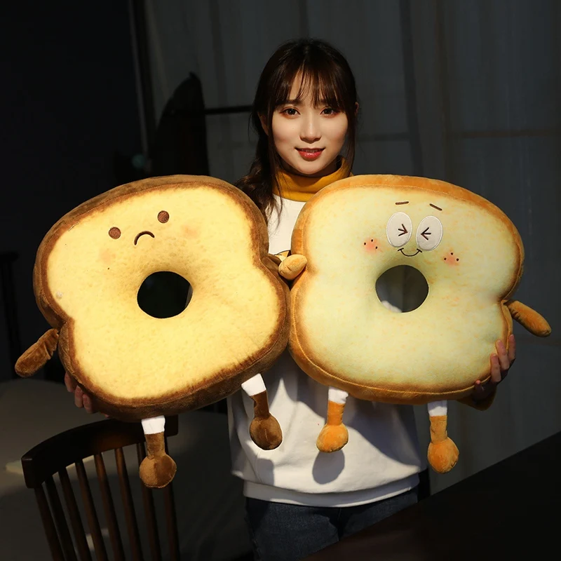 New Funny Sliced Bread Plush Pillow Toy Food Toast Soft Stuffed Doll Snack Decoration Backrest Chair Cushion Kids Girls Present