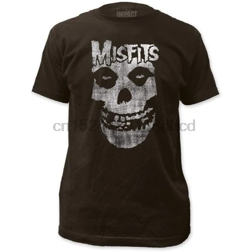 Misfits Состаренный череп мужская футболка с коротким рукавом черный хлопок| |