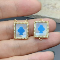 square medal heart charms pendants for jewelry making diy necklace bracelets mother of pearl shell zircon accessories