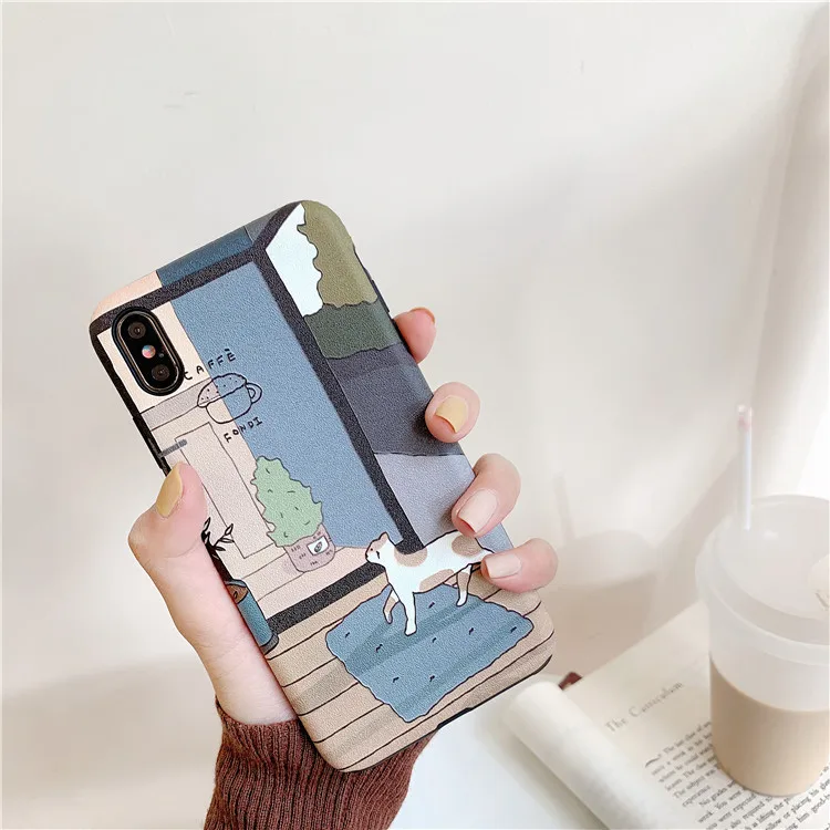 Retro illustration Cute Japanese Cats Phone Case For iPhone X Xs XR XSmax 7 Puls 6 6S 8 Cases Funny Soft Silicon Cover |