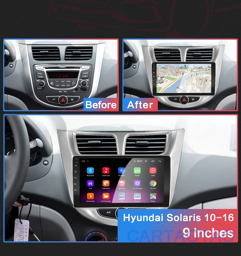 9 ''2 din Android 8,1 автомобильный dvd-плеер для современного Solaris accent Verna 2011- радио рекордер Gps wifi usb DAB+ аудио