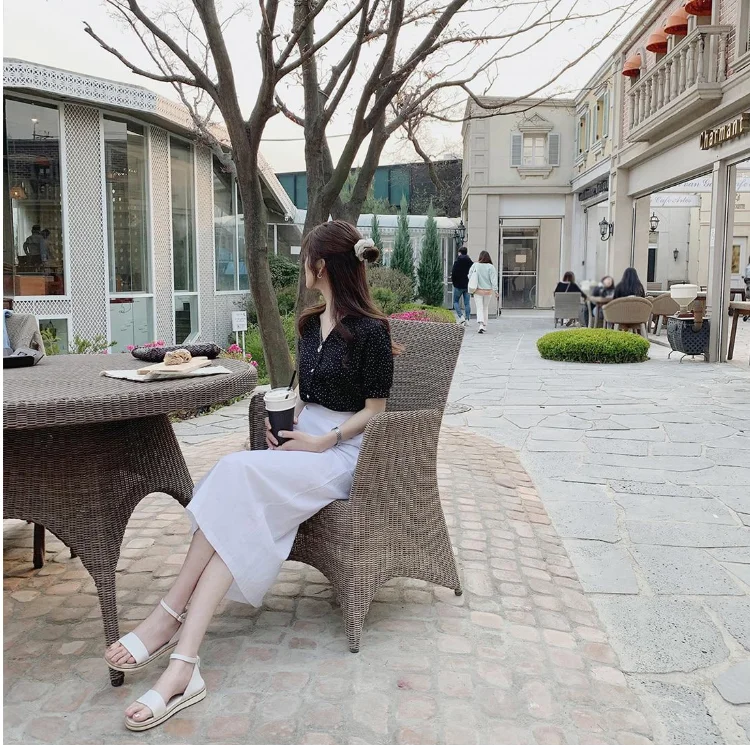 Рубашка женская в стиле оверсайз винтажный топ с коротким рукавом шифоновая