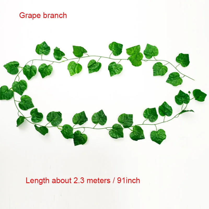 Grape branch B 210 см/лот шелковые розы поддельные криперы зеленый лист плюща лоза для дома свадьбы Decora оптом diy Висячие гирлянды искусственные цветы - Цвет: Grape branch B