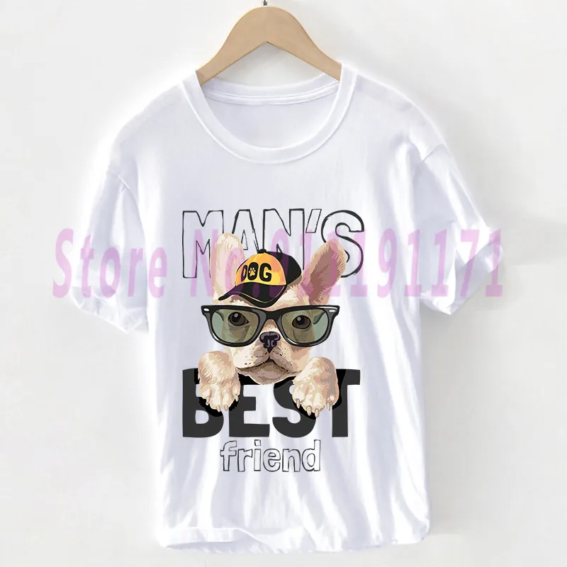 

Funny Dog t shirt Unisex Fashion dog with sunglasses T-shirt Hip hop Rock Graphics Top 100% Cotton clothes female/Man Pluse Size