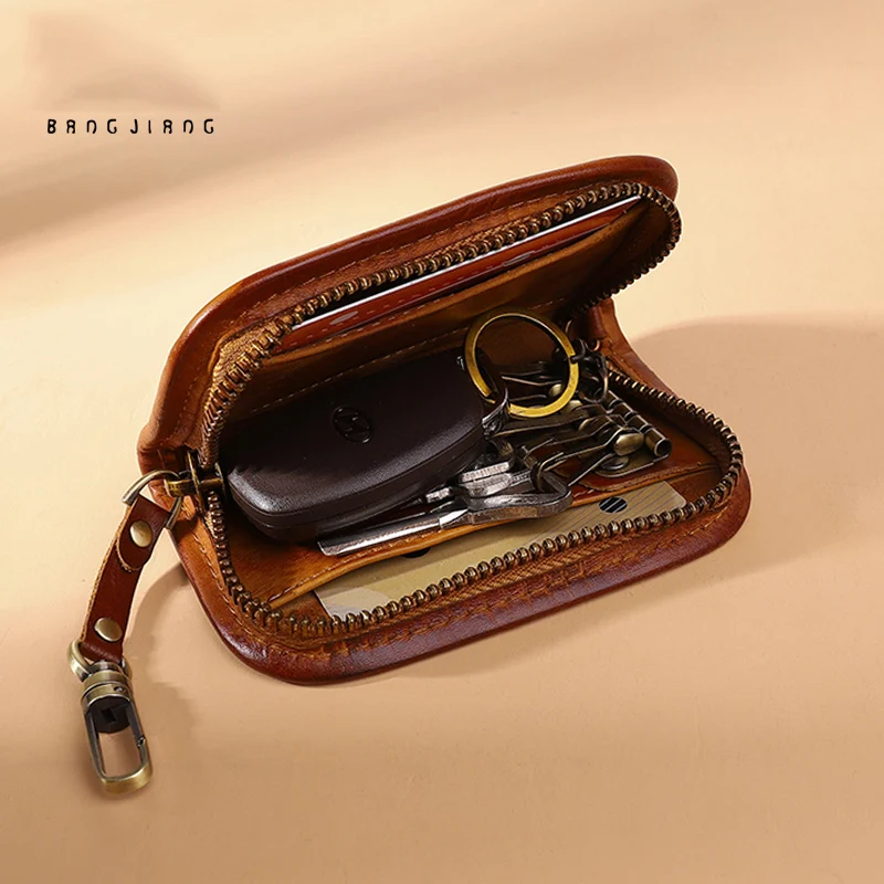 Ручная работа мужской держатель для ключей натуральная кожа большая вместимость