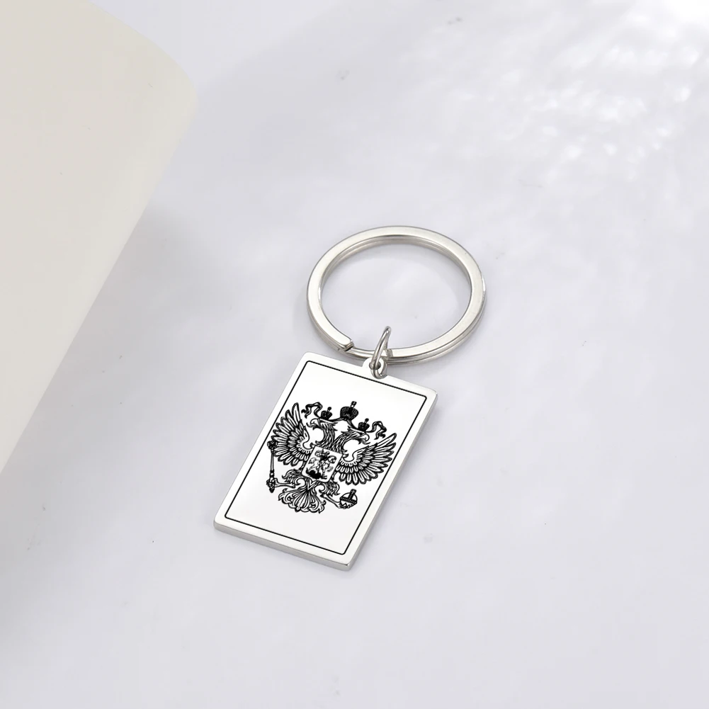 

Dawapara Coat of Arms of Russia Federation Eagle Emblem Keyring Stainless Steel Key Chian Jewelry Russian Gift