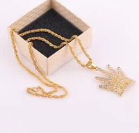 hip hop full aaa iced out bling cubic zircon crown king cz cubic zircon personality trend necklaces pendants for men jewelry