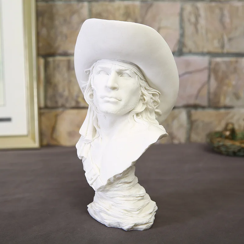 

31CM SANDSTONE PIRATES OF THE CARIBBEAN STATUE HOME DECORATION CREATIVE FIGURE FIGURINES MINIATURES VINTAGE HOME DECOR R4770