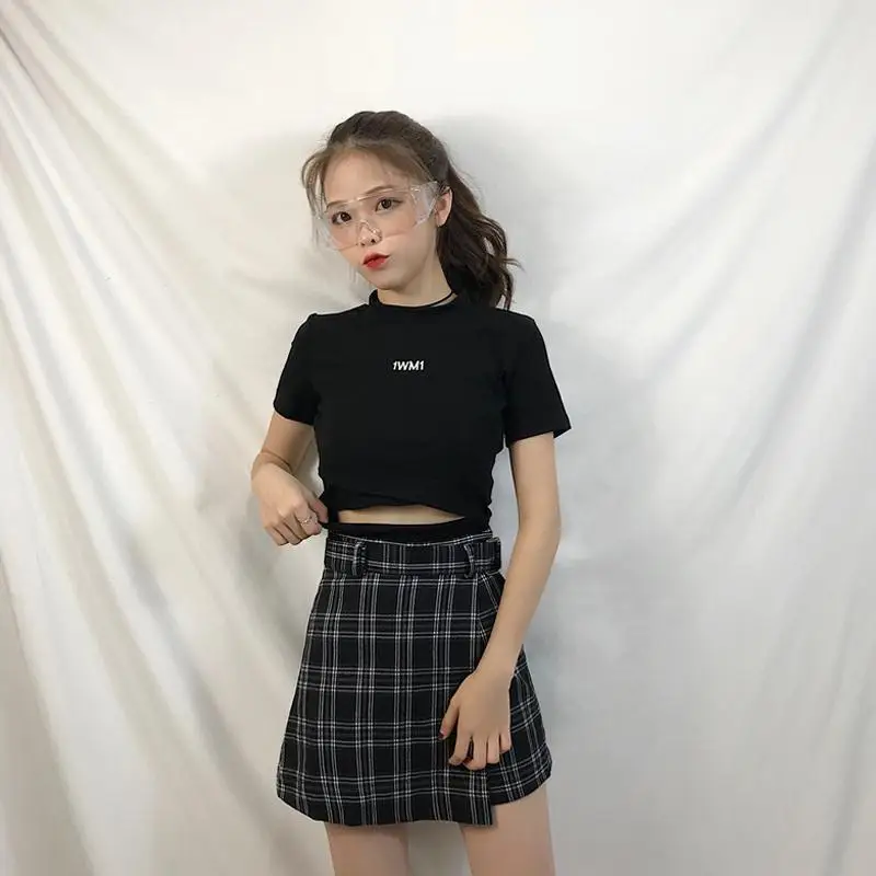 Летняя женская юбка в консервативном стиле, новая мода, большой размер, а-силуэт, Женская клетчатая юбка, Мода Harajuku, готическая юбка в стиле ампир, Студенческая юбка