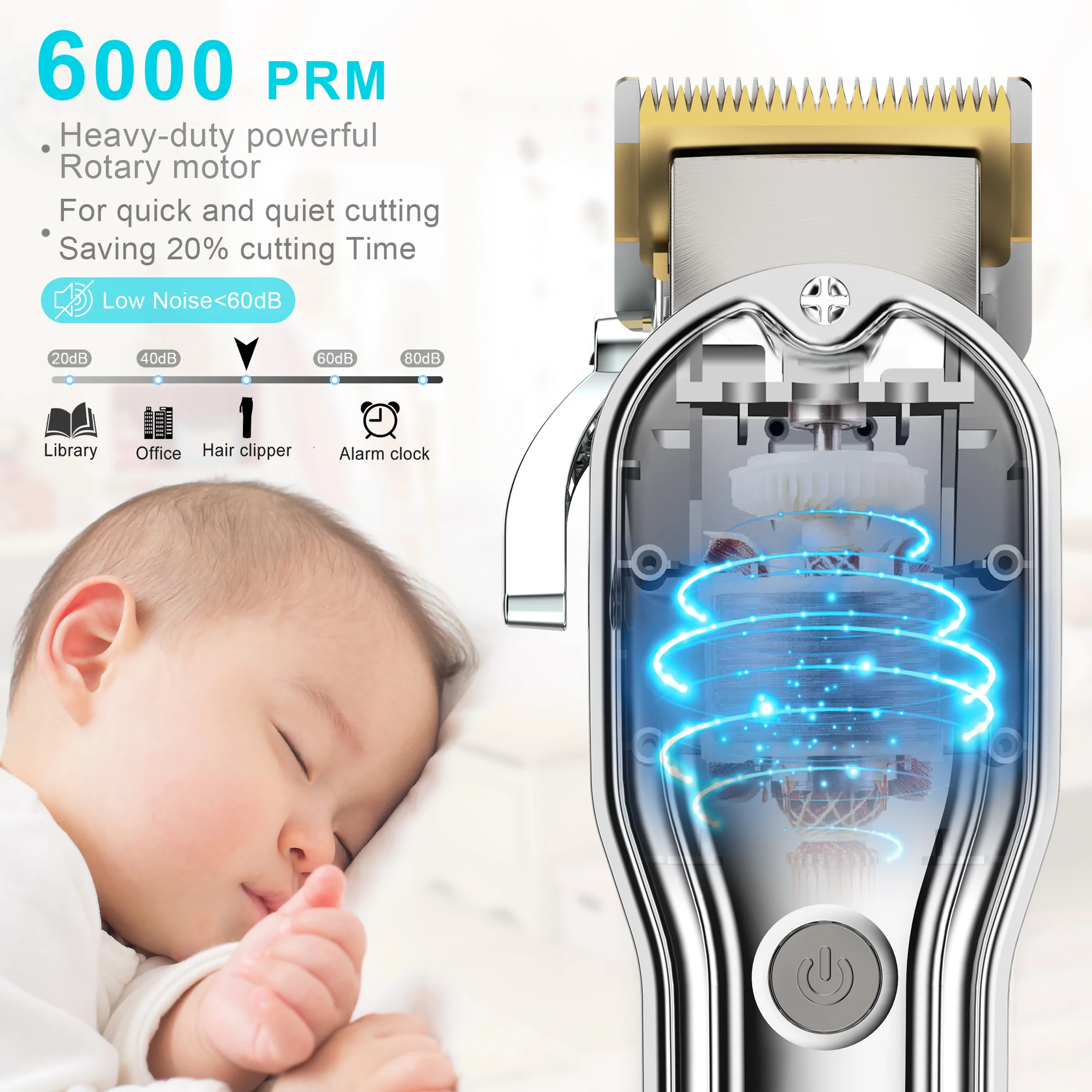 

HATTEKER Hair Clippers Beard Trimmer for Men Professional Hair Trimmer Cordless Barbers Grooming Kit Rechargeable 696A