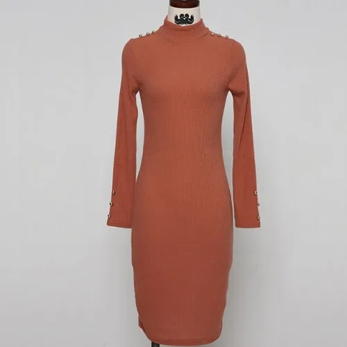 

BacklakeGirls 2021 Autumn Winter Women Knitted Dress Party Night Club Sexy Bodycon Short Dress Long Sleeve High Neck Tight Dress