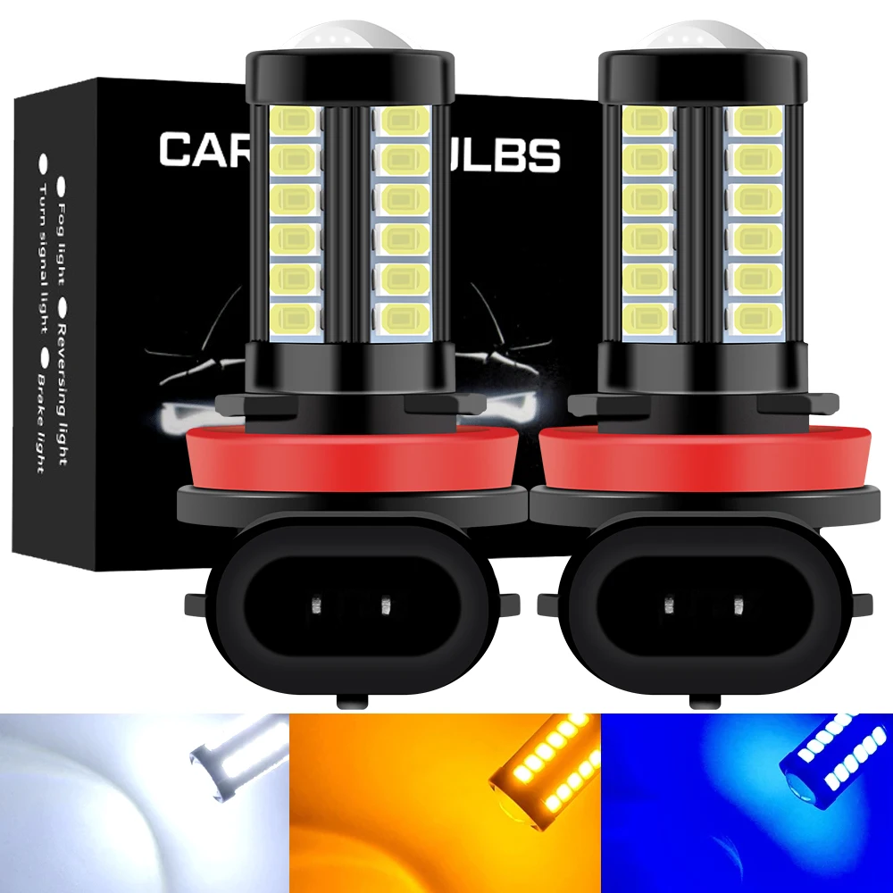 

2x Led Fog Lights H11 H8 H16 JP/EU HB4 HB3 9006 9005 5730 33SMD 1500LM 6000K White Auto Driving Running LED Fog Lamps 12V 24V