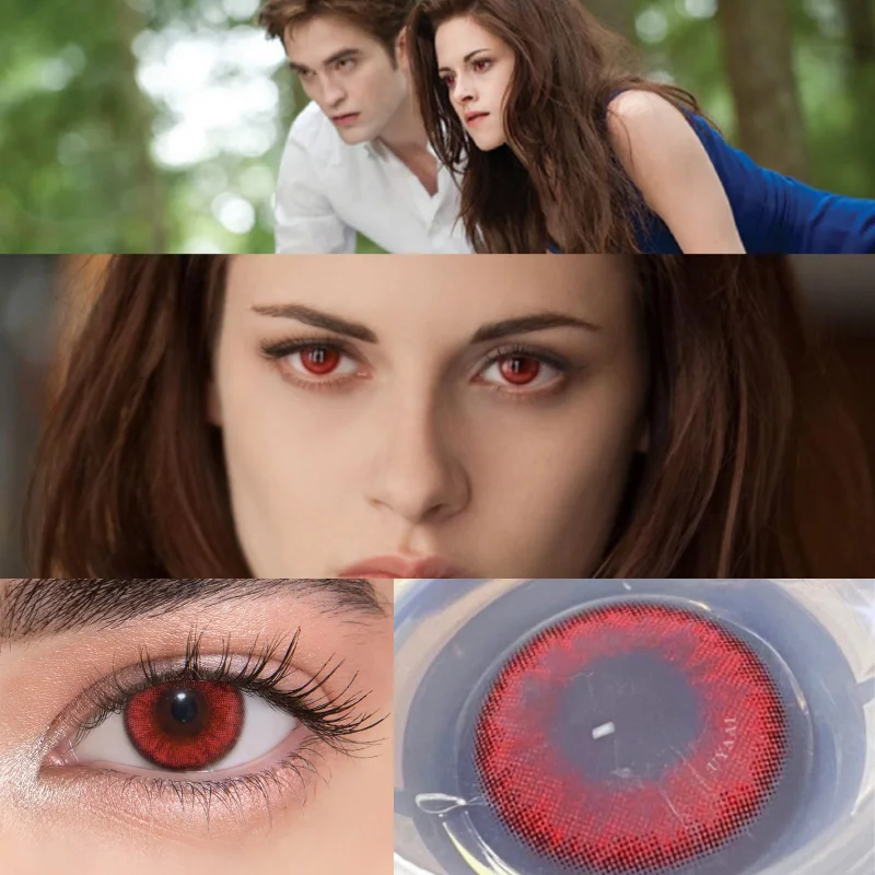 uyaai 2pcspair vampire series twilight eyes vampire eyes red lenses coloed contact lenses for cosplay natural color lens free global shipping