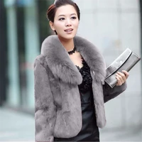 faux fur coat women black 4xl plus size short jacket 2020 new winter fashion mom rabbit fur slim green fox fur collar coat