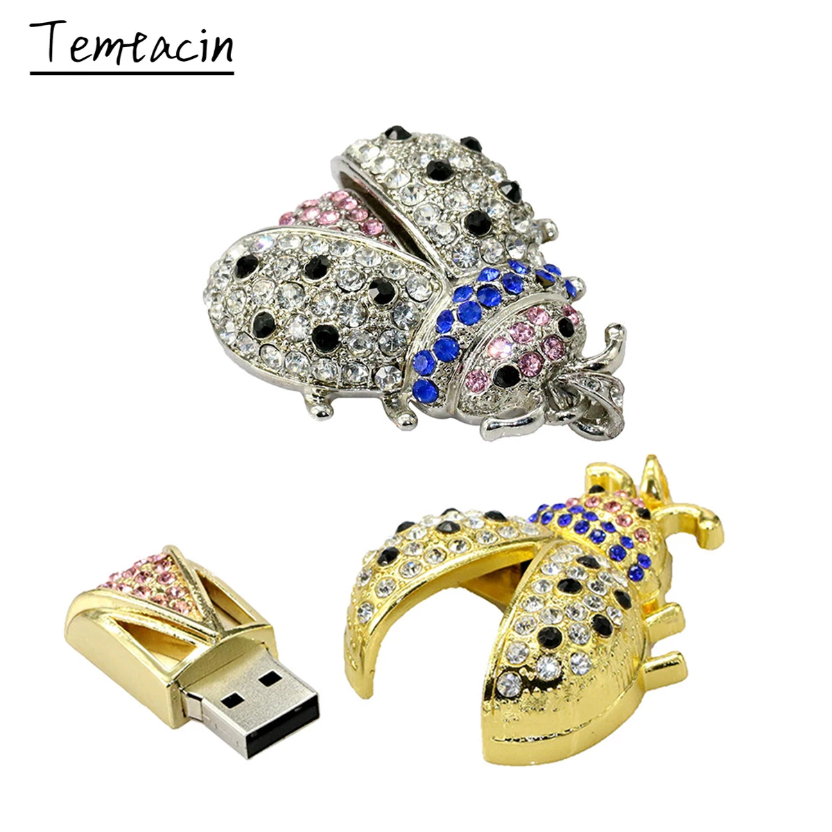 

USB-флеш-накопитель в форме хрустального жука, ручка-накопитель, 64 ГБ, USB-накопитель, 16 ГБ, 32 ГБ, 128 ГБ, 256 ГБ, металлический накопитель, божья коро...