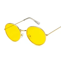 2021 new retro round yellow sunglasses women brand designer sun glasses for female maleman alloy mirror oculos de sol