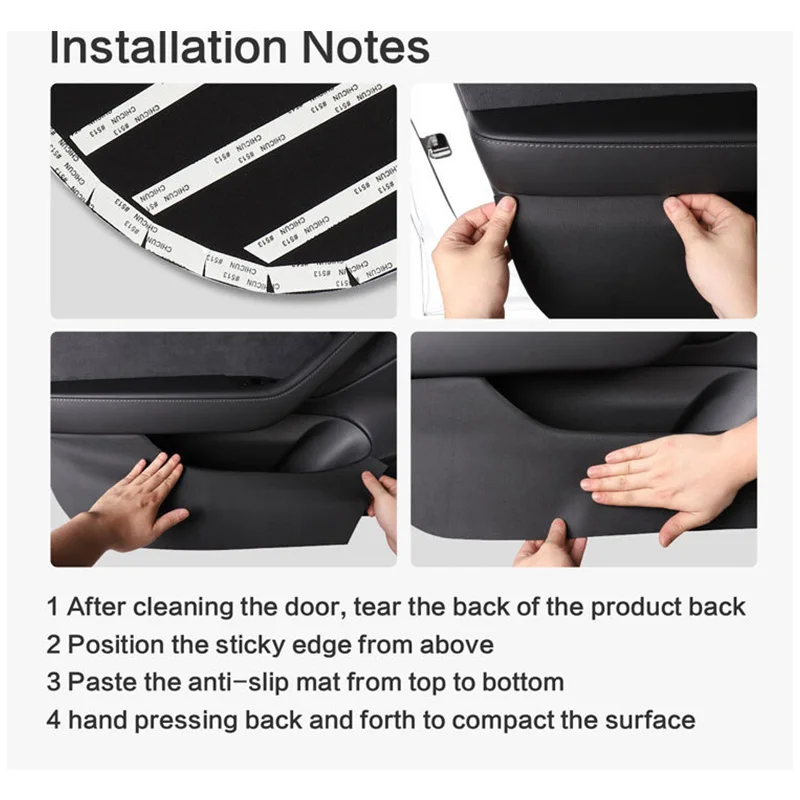 

4pcs/SET Leather Car Door Anti Kick Pad Protection Side Edge Film Protector Stickers For Tesla Model 3 2018-2019