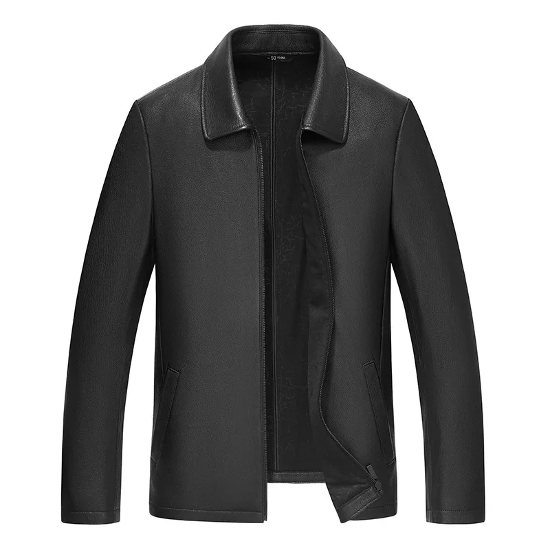 Костюм мужской повседневный стиль средней длины кожаный костюм поло для мужчин