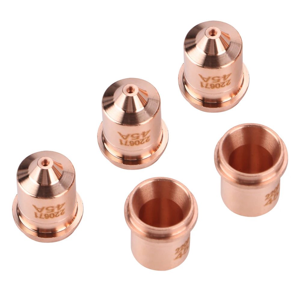 

10pcs Plasma Electrode Tip Nozzle Gold Copper Extended Long Plasma Cutter Tip Electrodes Nozzle Kit Mayitr Consumable Cutting