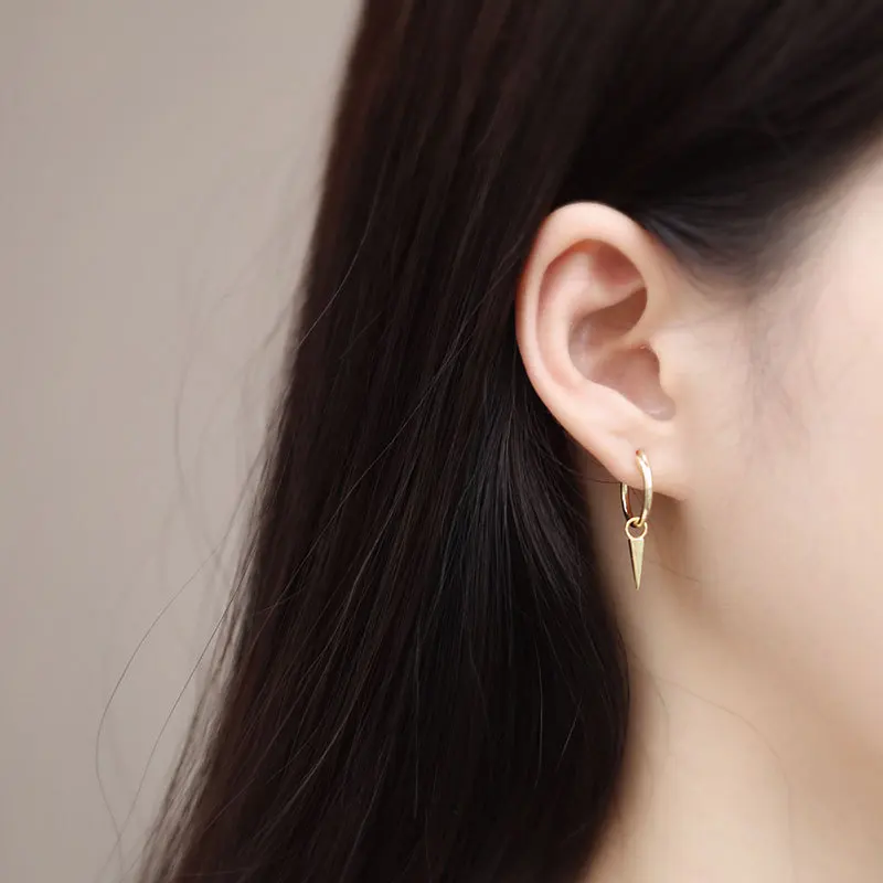 925 пробы серебряные серьги простая Геометрическая Шестигранная форма конус