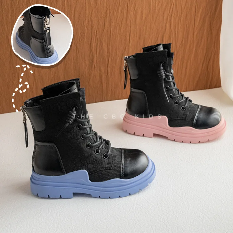 

Children's shoes Autumn new style British style Martin boots girls leather shoes Chelsea short boots shoes high-top b