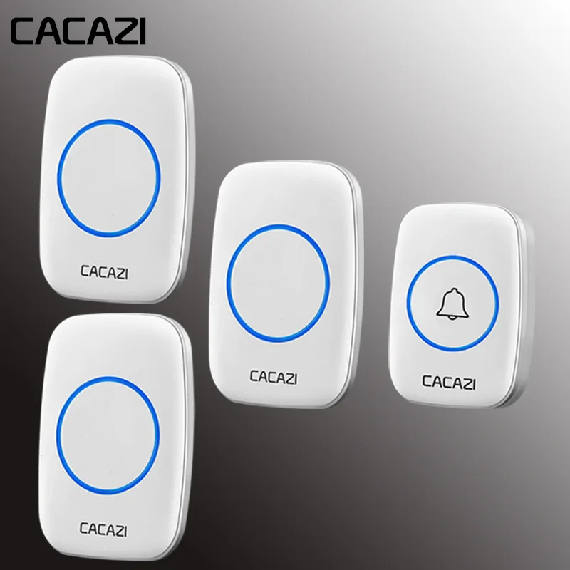 white1x3 CACAZI Беспроводной дверной звонок 100-240V Водонепроницаемый дверной звонок 38 кольца 3 объем дверной звонок 300 м Пульт дистанционного управления цифровой дверной звонок EU/US/UK Разъем - Цвет: white1x3