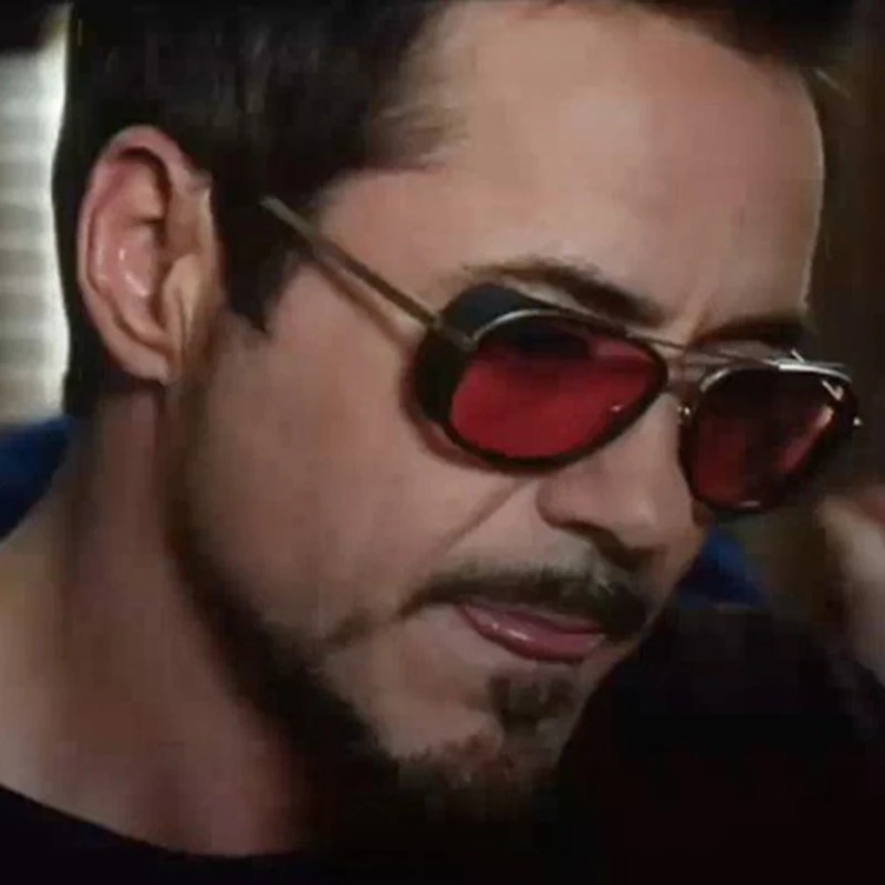 Psacss Vintage PUNK Sunglasses Men Women Tony Stark Iron Man Fashion High Quality Sun Glasses For Driving Outdoor Gafas de sol