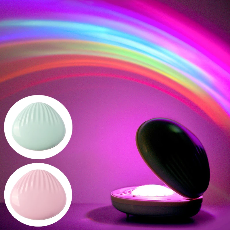 

Rainbow Projector Sunset lights Shell Shape Projection Lamp For Kids Atmosphere Night Lamp Star Romantic Photo LED Light