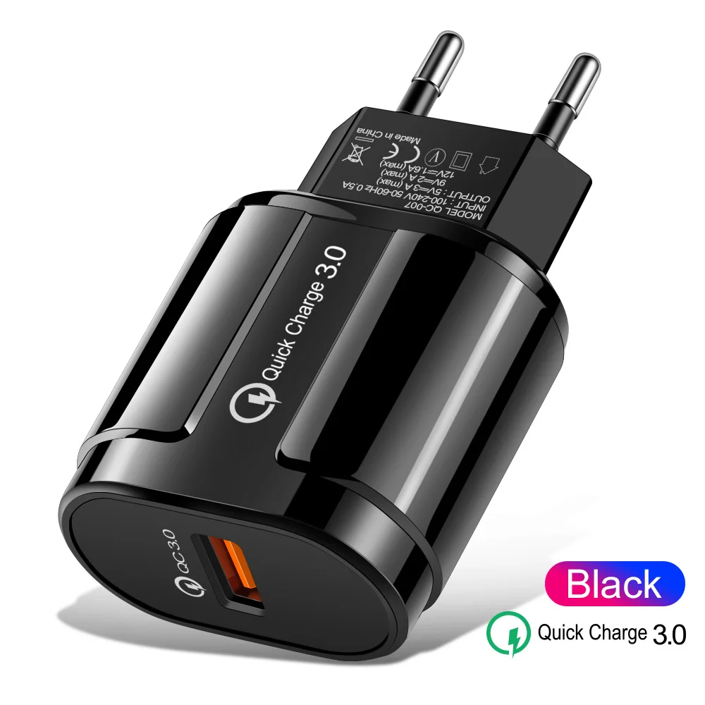 EU Black Олаф Быстрая зарядка 3,0 USB зарядка для samsung S7 S6 Edge A3 iPhone huawei EU US UK штепсельный адаптер Быстрая зарядка QC 3,0 зарядное устройство для мобильного телефона - Тип штекера: EU Black