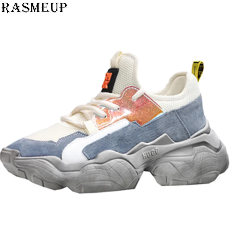 RASMEUP/ г., уличная мода из натуральной кожи, женские кроссовки на платформе, женские кроссовки на массивном каблуке, повседневная женская обувь