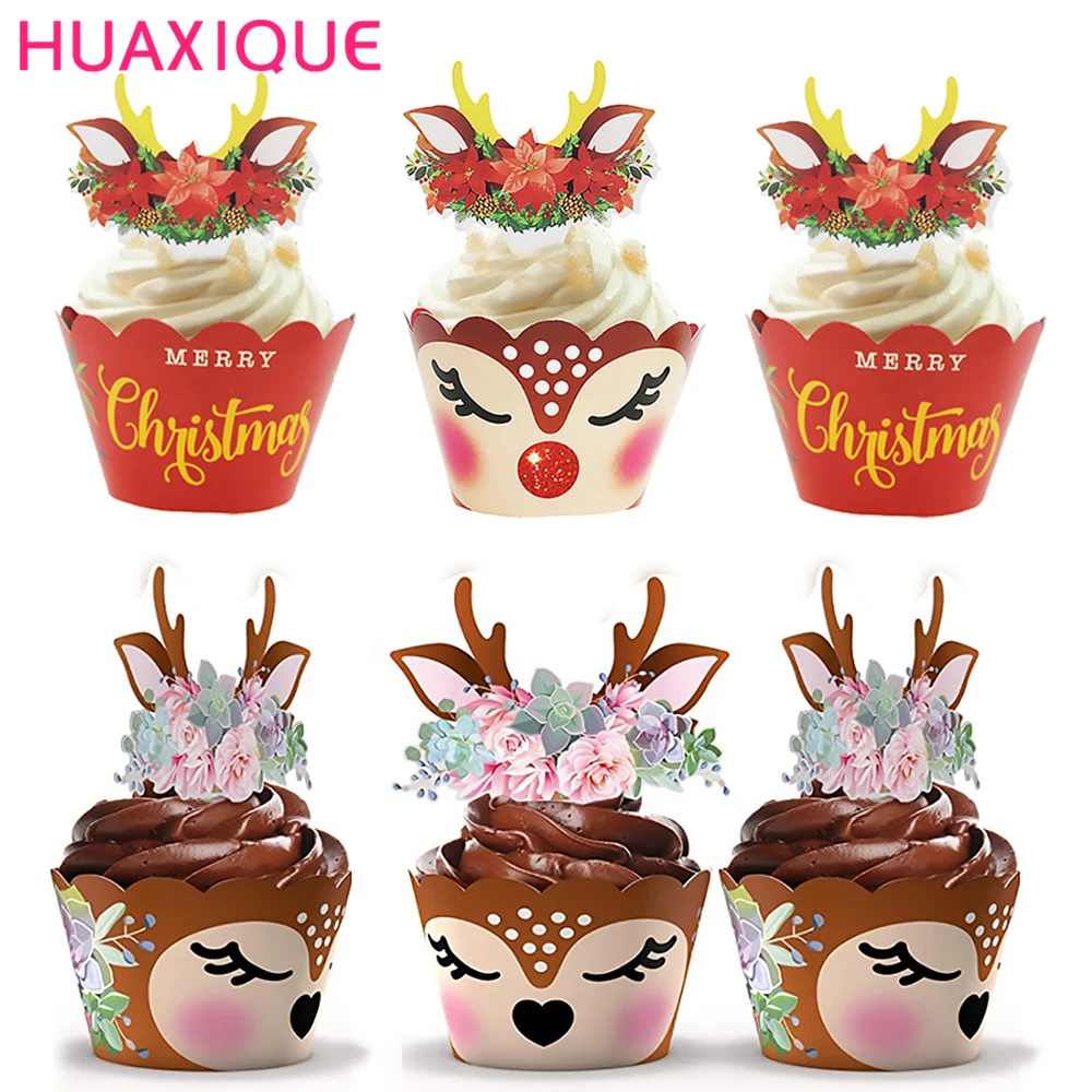 

Children's Birthday Party Decoration Deer Theme Cupcake Wrappers Toppers Card Border Decoration Children's Birthday Gift