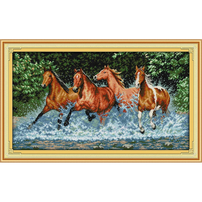 Everlasting Love Christmas Horses Chinese Cross Stitch Kits Ecological Cotton Counted Stamped 11 14CT Christmas Home Decoration