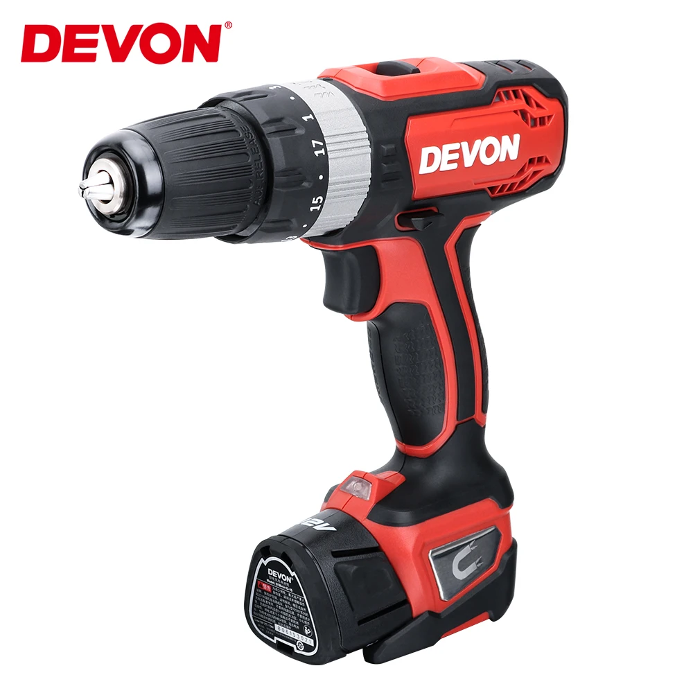 

DEVON 12V Electric Screwdriver Rechargeable Cordless Drill Lithium-ion Impact Drill Household Wireless Power Driver Tool 2-speed