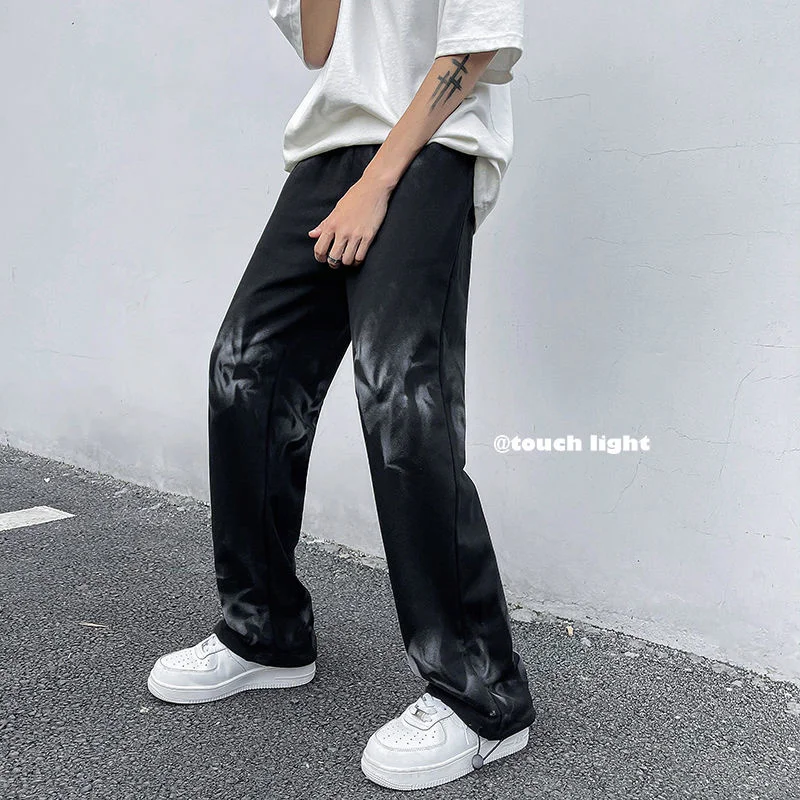 

Spring Summer Wide-leg Pants Men's Fashion Retro Casual Pants Men Streetear Loose Hip-hop Tie-dye Pants Mens Trousers M-3XL
